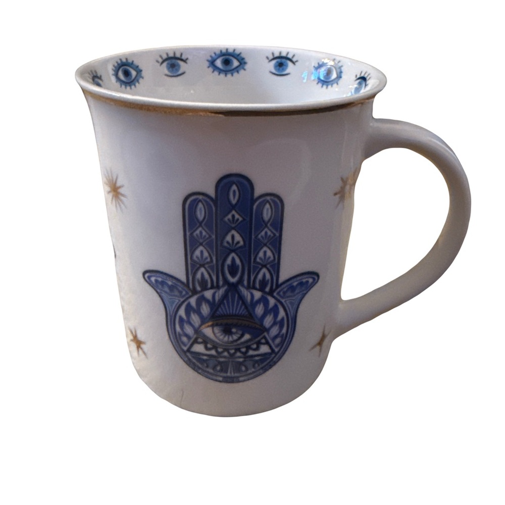 Blue and White Hamsa Mug